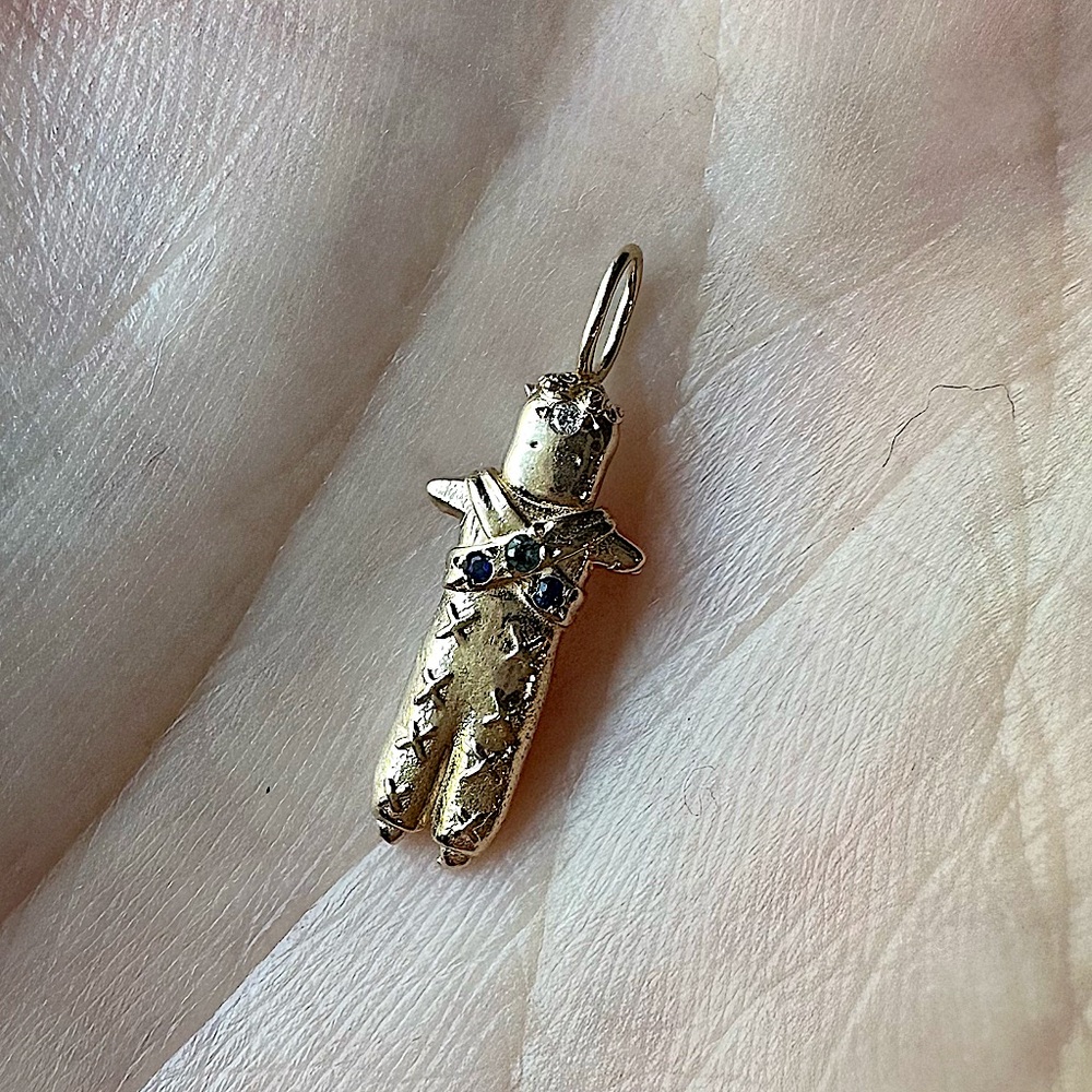 Sofia Zakia 14k Yellow Gold Noj Worry Doll pendant - with box.